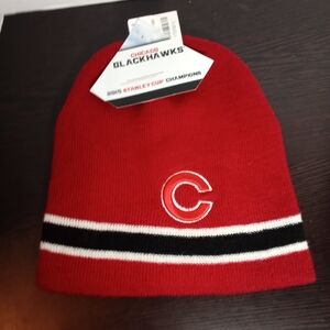 New (1) NHL Chicago Blackhawks Knit Beanie Cap! One Size. Red. Unisex